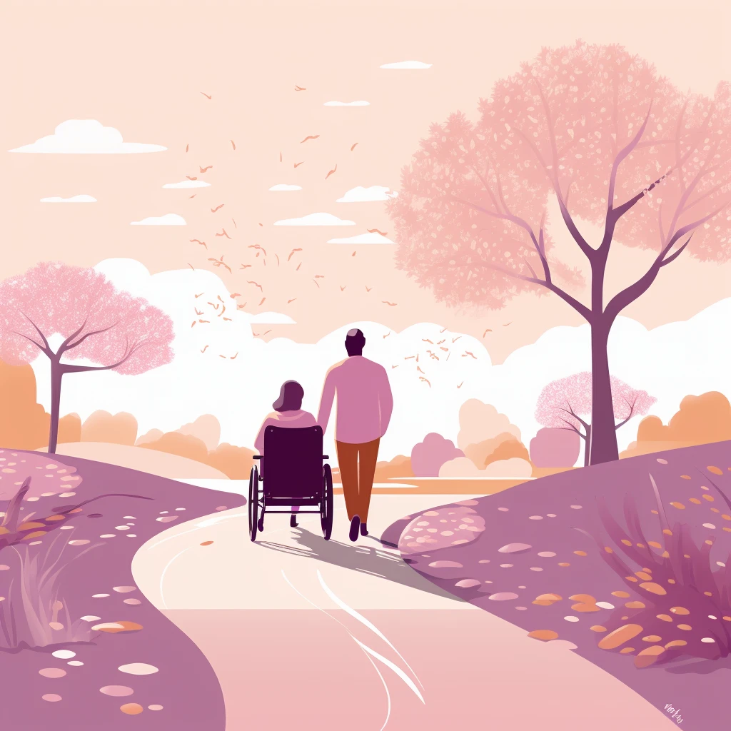 Two individuals enjoying the tranquil outdoor scene set during an autumnal day.