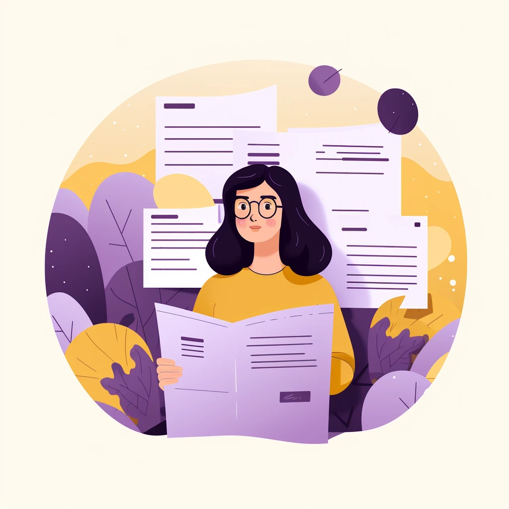 A woman reviewing documents.