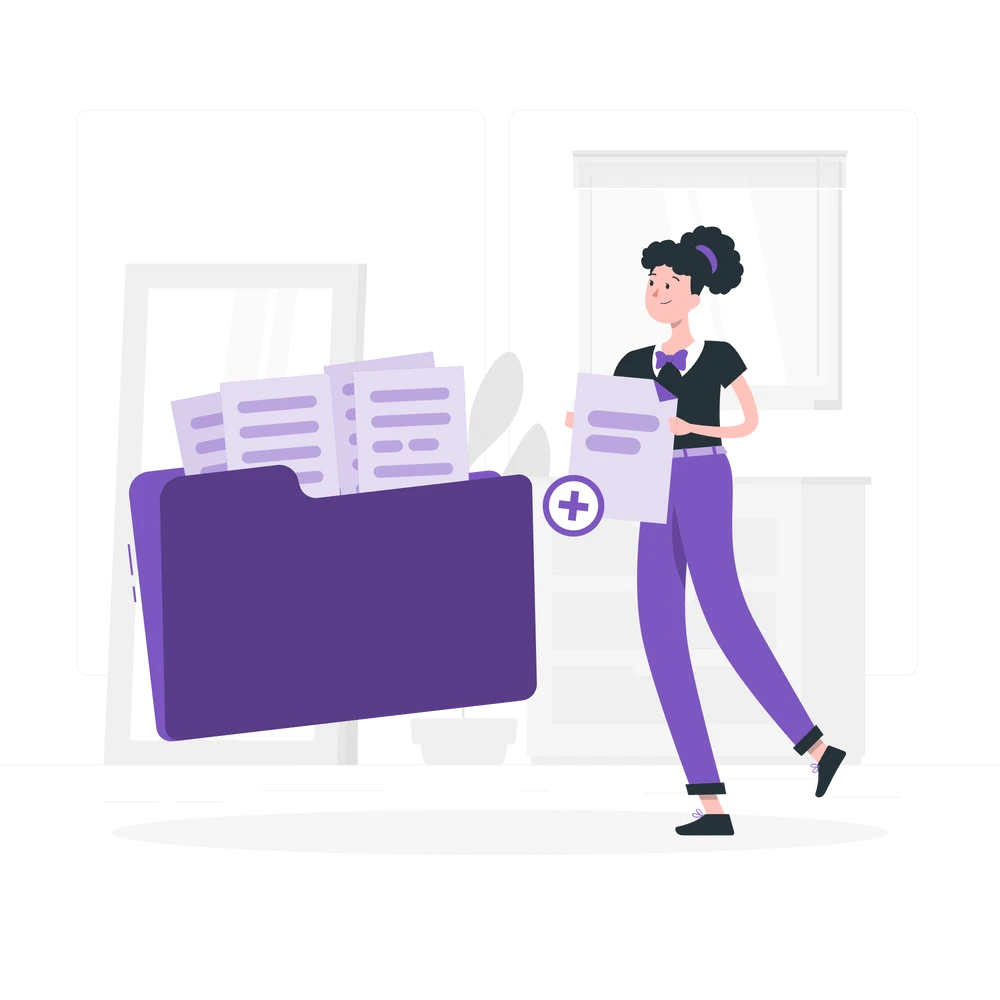 A woman holding a paper who appears to be thoughtful while examining it.