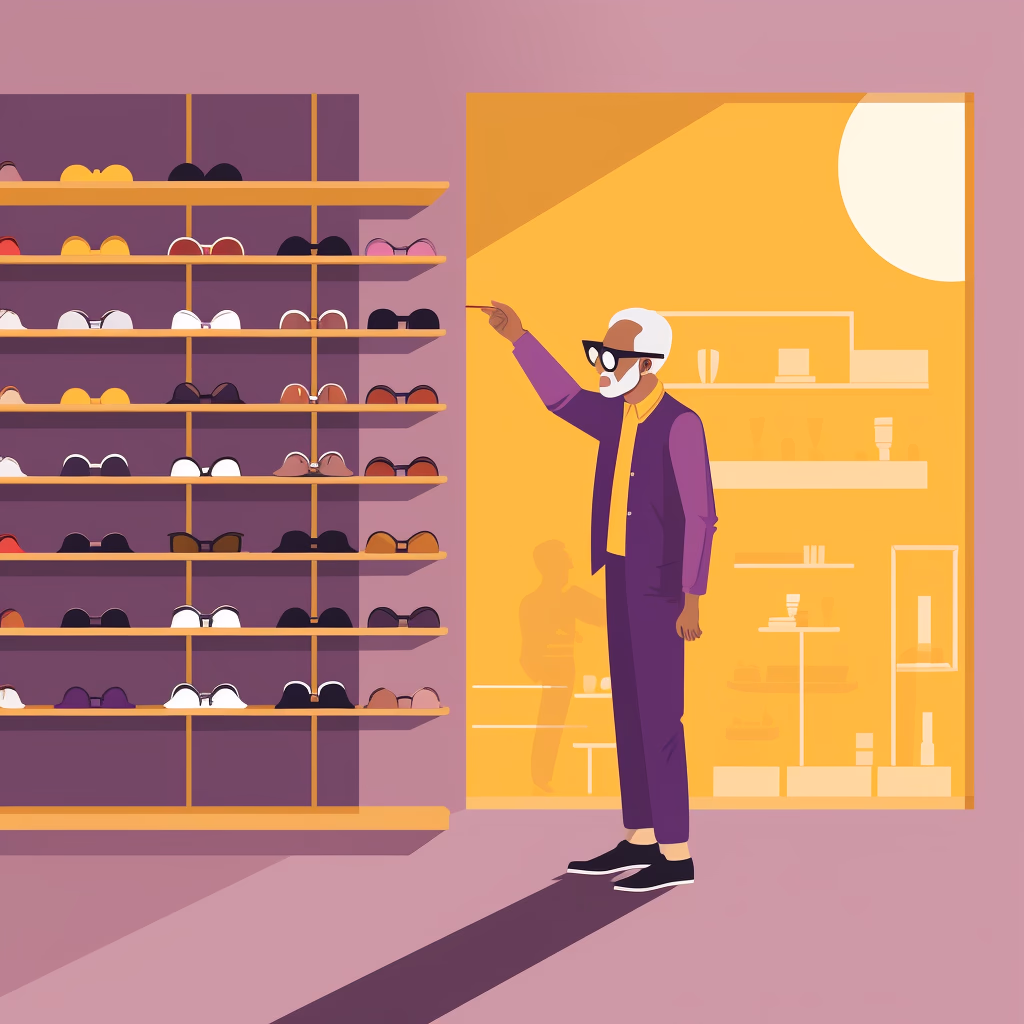 An older gentleman shopping inside a boutique.