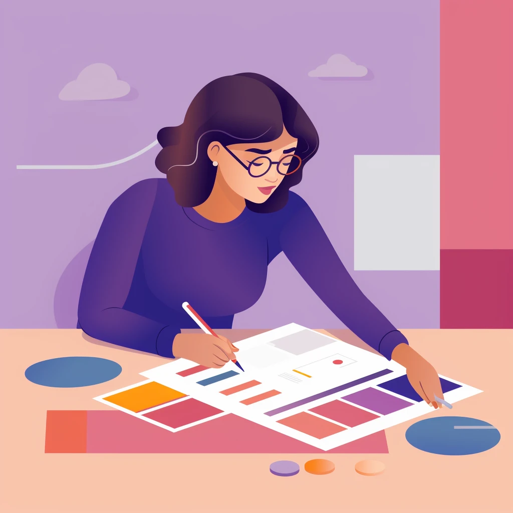 A woman sitting at a desk, engrossed in her work.